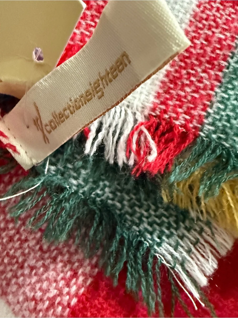 Cozy Plaid Holiday Throw or Wrap in Red, Green & White
